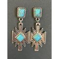 Earrings Western Geometric Faux Turquoise #741