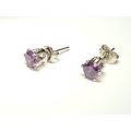 Purple Amethyst Round White Gold Plated 5mm Stu...