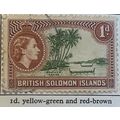British Solomon Islands QEII 1956 1d Green & Br...