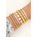 Gold Daisy Beaded Chain Adjustable Multi Layer ...