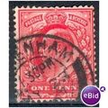 GB stamps 1902-10 KEV11 - 1d SG219 Beckenham 27