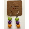 EARRINGS - 3 X MULTICOLOURED HEARTS