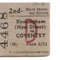 B.T.C. Edmondson Ticket - Birmingham New Street...