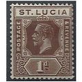 St Lucia 1922 SG93 1d Deep Brown Mounted Mint . ..