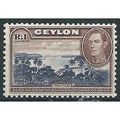 Ceylon 1944 SG395a 1 Rupee Blue-Violet & Chocol...