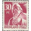 RHEINLAND PFALZ, Johannes Gutenberg, pink 1948,...