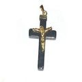 Golden Body Crucifix on a Hematite Cross Pendant