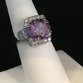 Ring Crystal Purple and White Sterling Silver #...