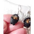 Citrine cauldron earrings handmade polymer clay...