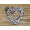 Big Heart Pendant, Chunky Silver Tone Necklace ...
