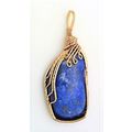 Lapis Bronze Wire Wrap Gemstone Pendant 31