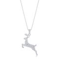 35 ct CZ Rhodium Reindeer Pave Holiday Pendant