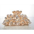 Silver rose gold metal two flower crystal hair ...