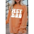 Orange Halloween Hey Boo Ghost Print Loose Swea...