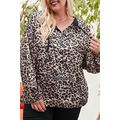 Plus Size Active Leopard Print Hoodie