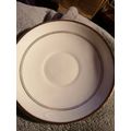 3 White Saucers with gold detail