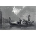 GONDOLA VENICE 1846 Italy Gondolier ANTIQUE ENG...