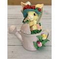 Vintage Bunny Rabbit Watering Can Lidded Trinke...