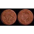 Australia One Penny 1952 Used. Coin 1d Geo VI K...