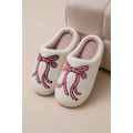 White Bow Knot Pattern Plush Warm Slippers