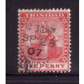 TRINIDAD 1907 SG135 1d ROSE RED FINE USED #3