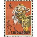 SINGAPORE, Lion Dance, orange 1968, 6c, #3
