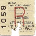 B.R.B. Edmondson Ticket - Leicester to St. Pancras