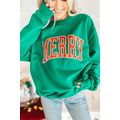 Bright Green MERRY Graphic Pullover Sweatshirt