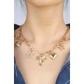 Gold Bow Heart Star Key Charm Alloy Adjustable ...
