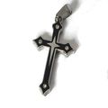 316L Stainless Steel Black Cross with Clear Cry...
