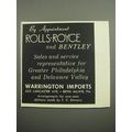 1957 Warrington Imports Ad - By Appointment Rolls-Royce and Bentley