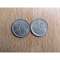 Belgium 1968 25 Centimes Belgie (Dutch - Flemis...