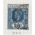 MAURITIUS 1932 KG5 KEY PLATE DIE I 20c USED SG2...