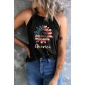 Black America Stars and Stripes Sunflower Tank Top