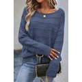 Real Teal Boat Neck Drop Shoulder Pointelle Kni...