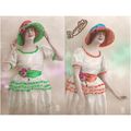 2 CARTES POSTALES - MODE - FEMME A CHAPEAU - RE...