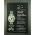 1969 Longines Ultra-Chron #8002 Watch Ad - You Deserve