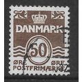 DENMARK 1933 NUMERAL 50 ORE BROWN SG 274 FINE USED