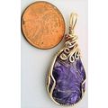 Charoite Gold Wire Wrap Gemstone Pendant 36