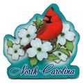 North Carolina with Cardinal Artwood Fridge Magnet
