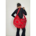 1980s Large Red Overnight Baby Bag Leather Frin...