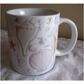 White Coffee / Tea Mug With A Variety Of Seashe...