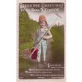 Boy Garden Rake Hat Gardening Real Photo Antiqu...