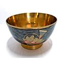 Vintage Cloisonne Enamel Brass Round Bowl Bugle...