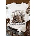 White Leopard Christmas Tree Graphic Print Crew...