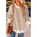 Chestnut Striped Textured Knit Contrast Edge Lo...