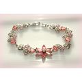 Fine Love Heart Pink Topaz Crystal White Gold P...