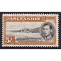 Ascension Island KGVI 1938-53 5s Black Yellow-B...