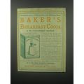 1912 Baker's Breakfast Cocoa Ad - Absolutely pure
