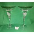 PAIR OF CLEAR GLASS CHAMPAGNE COUPE STYLE CANDL...